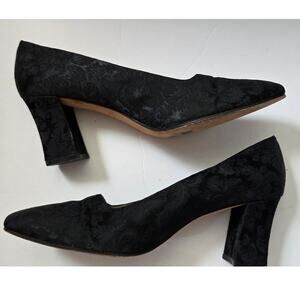 Ann Marino Black Jacquard Block Heel Pumps – Women’s 9.5M